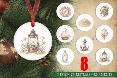Ornament Elegant Coastal Summer Watercolor Sublimation artnoy 