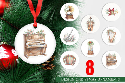 Ornament Elegant Musical Holiday Watercolor Sublimation artnoy 
