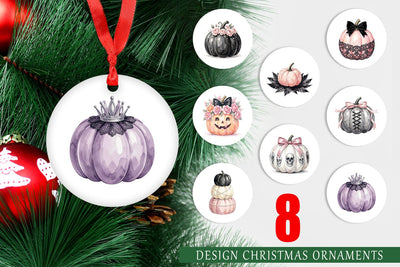 Ornament Elegant Soft Goth Pumpkin Watercolor Sublimation artnoy 