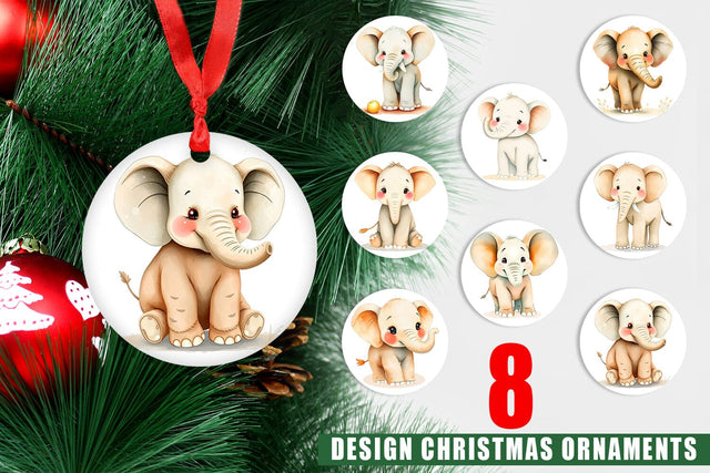 Ornament Elephant Wildlife Sublimation artnoy 