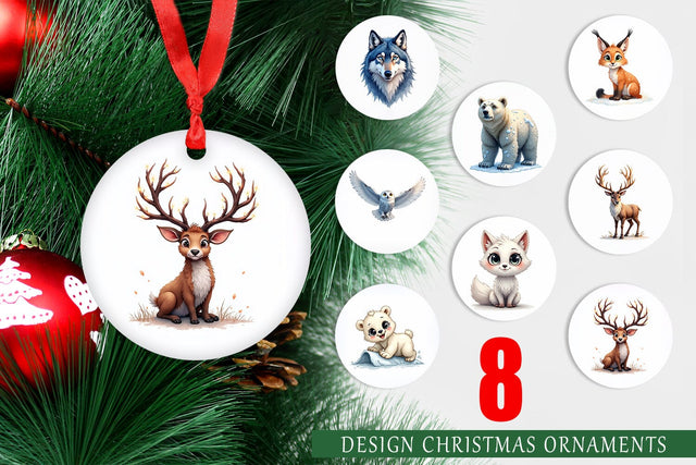 Ornament Enchanted Winter Forest & Arctic Friends Sublimation artnoy 