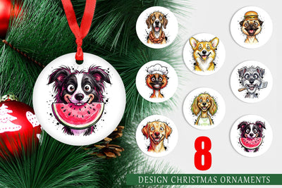 Ornament Enthusiastic BBQ Dog Watercolor Sublimation artnoy 