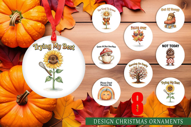 Ornament Exhausted Autumn Groovy Sublimation artnoy 