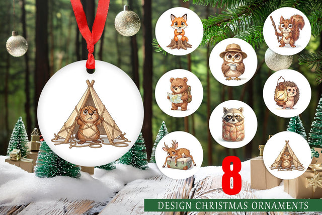 Ornament Exhausted Hiker Animal Watercolor SVG artnoy 