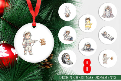 Ornament Exhausted Kid Astronaut Space Burnout Sublimation artnoy 