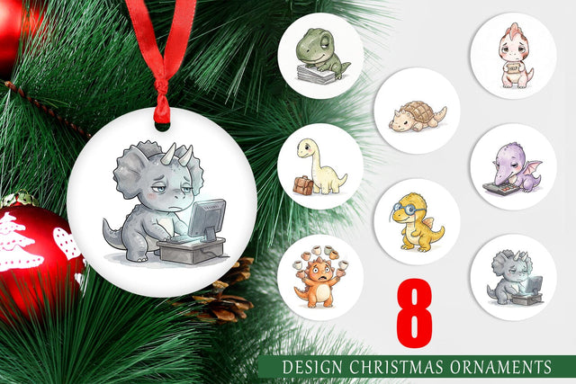 Ornament Exhausted Office Dinosaur Sublimation artnoy 