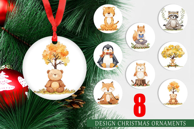 Ornament Fall Meditating Animals Sublimation artnoy 