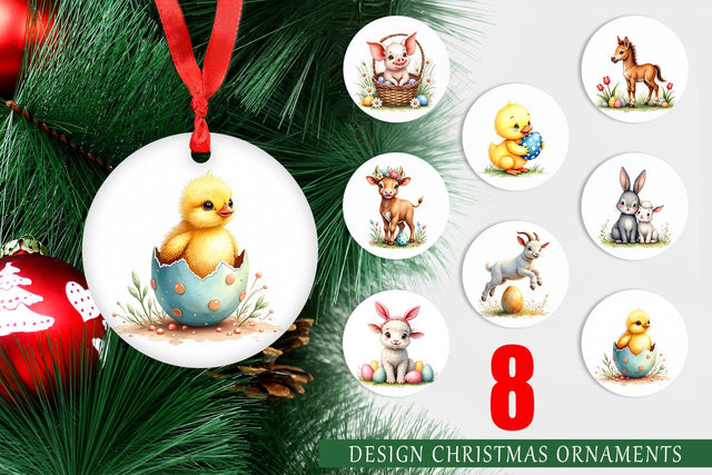Ornament Farmhouse Baby Animals Sublimation artnoy 