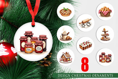 Ornament Farmhouse Christmas Kitchen Watercolor Sublimation artnoy 