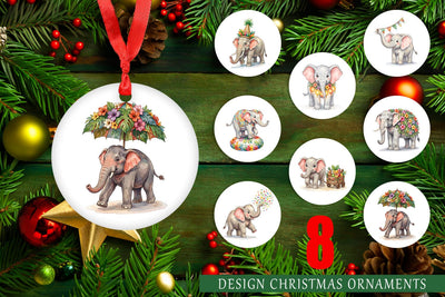 Ornament Festive Carnival Elephant Watercolor Sublimation artnoy 