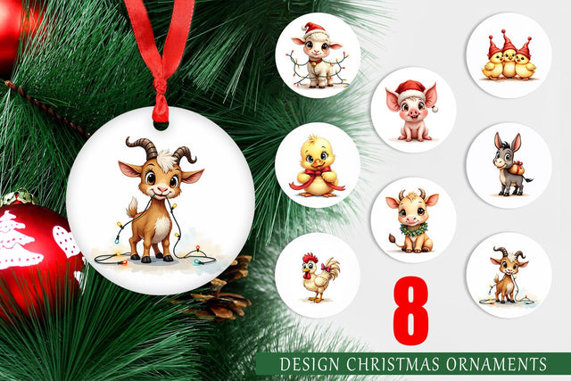 Ornament Festive Farmhouse Friends Vintage Christmas Sublimation artnoy 