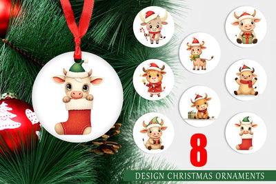 Ornament Festive Highland Calf Sublimation artnoy 