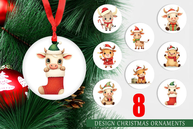 Ornament Festive Highland Calf Sublimation artnoy 