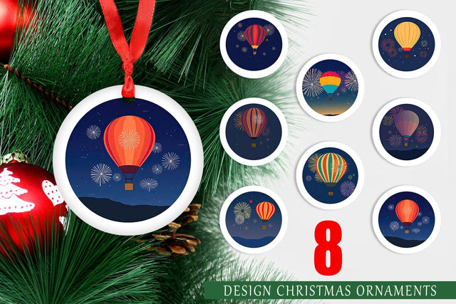 Ornament Fireworks Hot Air Balloon Sublimation artnoy 