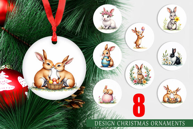 Ornament Floral Easter Bunny Sublimation artnoy 