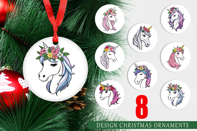 Ornament Floral Unicorn Sublimation artnoy 