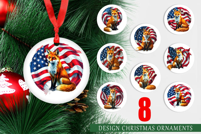 Ornament Fox 4th of July Sublimation artnoy 