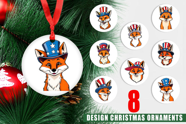 Ornament Fox Patriotic Sublimation artnoy 