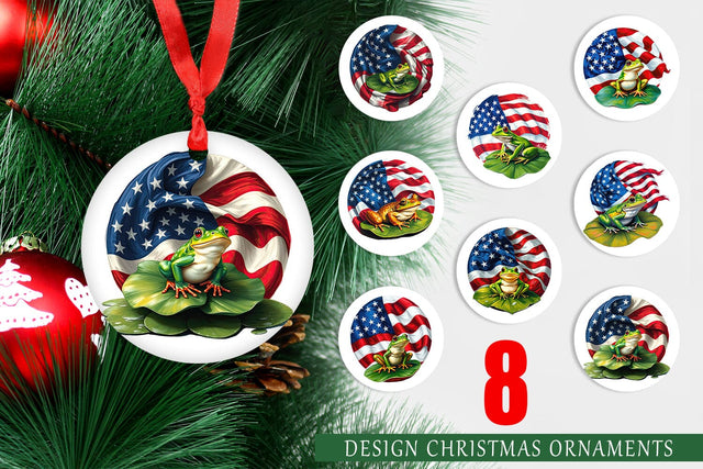 Ornament Frog 4th of July Sublimation artnoy 