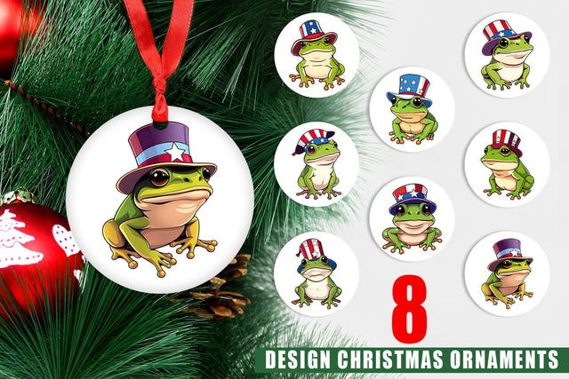 Ornament Frog Patriotic Sublimation artnoy 
