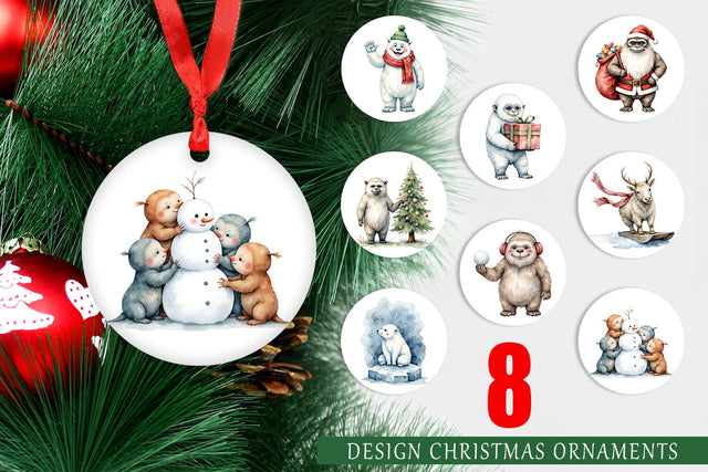 Ornament Frosty Yeti Friends Sublimation artnoy 