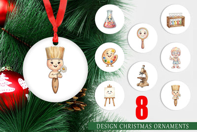 Ornament Funky Art Science Mascot Watercolor Sublimation artnoy 