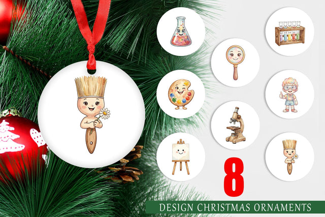 Ornament Funky Art Science Mascot Watercolor Sublimation artnoy 