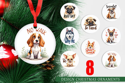 Ornament Funny Dog Watercolor Big Eye Sublimation artnoy 