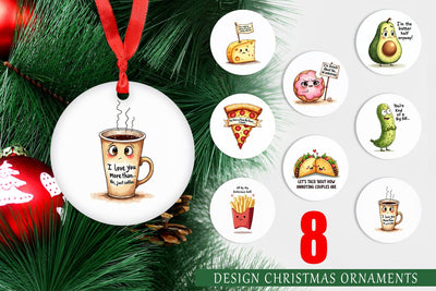 Ornament Funny Food Puns Valentine Sarcastic Love Bites Watercolor Sublimation artnoy 