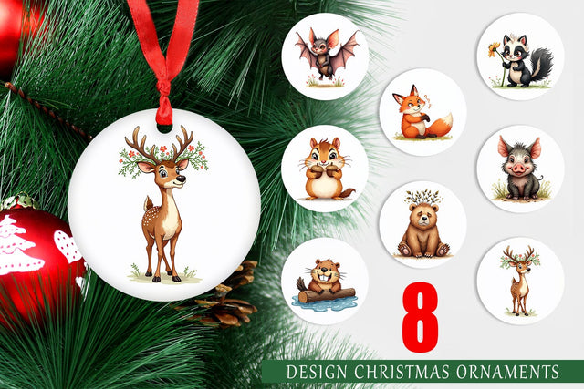 Ornament Funny Morning After Forest Animals Watercolor Sublimation artnoy 