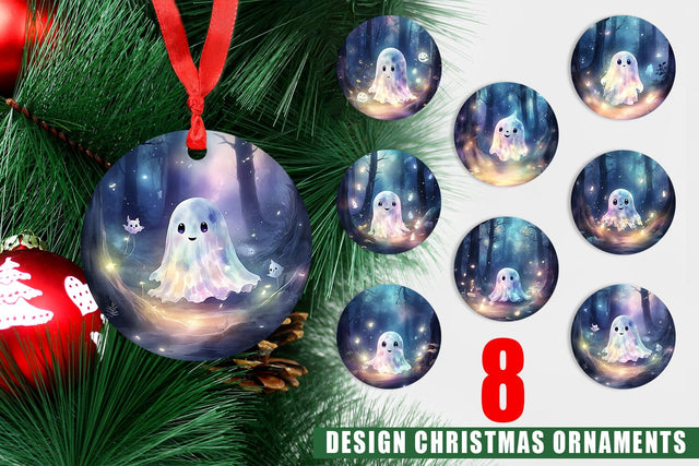 Ornament Ghost in Forest Sublimation artnoy 
