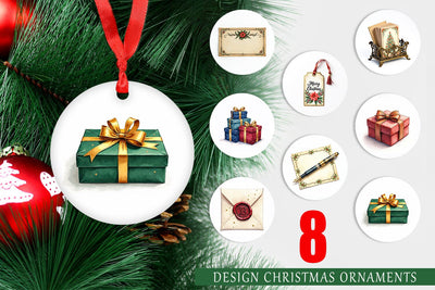 Ornament Gilded Age Christmas Mail & Parcel Watercolor Art Sublimation artnoy 