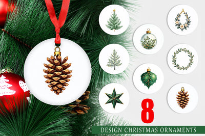 Ornament Gilded Botanical Watercolor Christmas Sublimation artnoy 