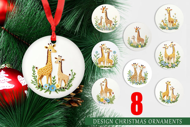 Ornament Giraffe Embroidery Sublimation artnoy 