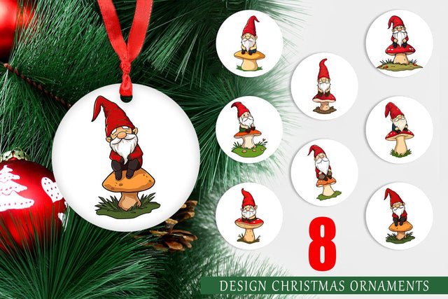Ornament Gnome in the Forest Sublimation artnoy 