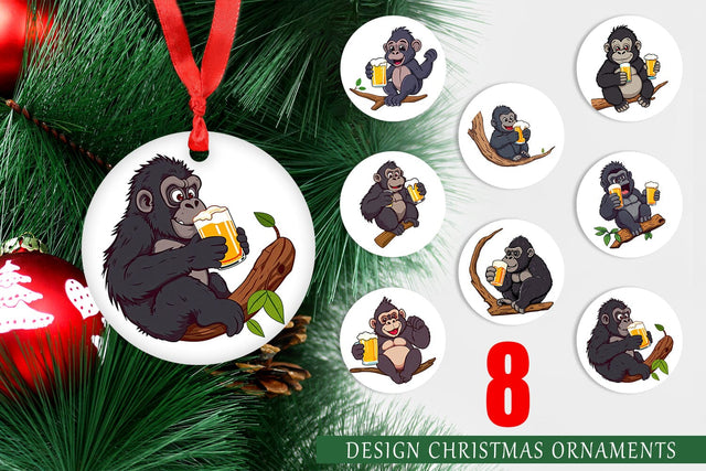 Ornament Gorilla Beer Day Sublimation artnoy 