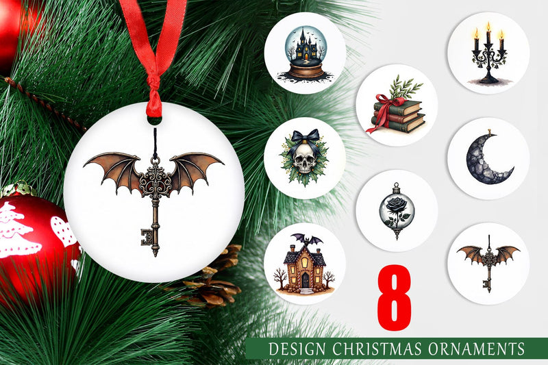 Ornament Gothic Elegance Watercolor Christmas Sublimation artnoy 