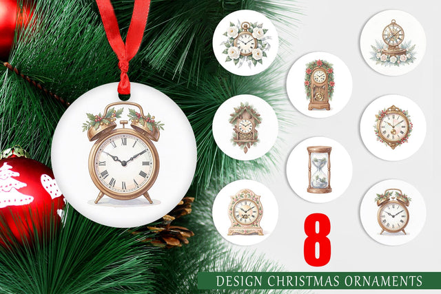 Ornament Graceful Winter Timepiece Watercolor Sublimation artnoy 
