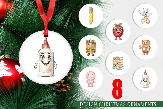 Ornament Groovy 70s School Mascot Watercolor Sublimation artnoy 