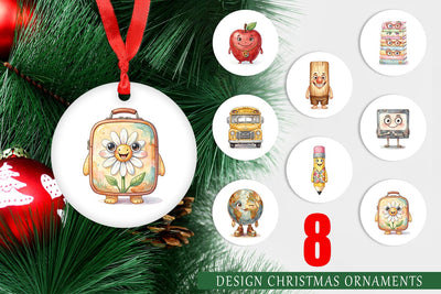Ornament Groovy 70s School Supply Sublimation artnoy 