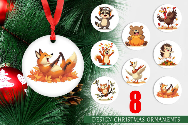 Ornament Groovy Fall Critters Sublimation artnoy 