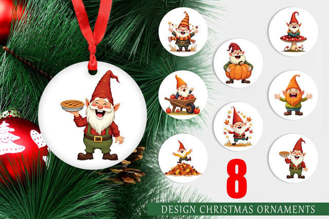 Ornament Groovy Fall Gnomes Sublimation artnoy 