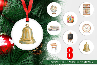 Ornament Groovy Retro School Day Watercolor Sublimation artnoy 