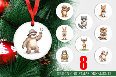 Ornament Grumpy Baseball Outfielder Watercolor Sublimation artnoy 