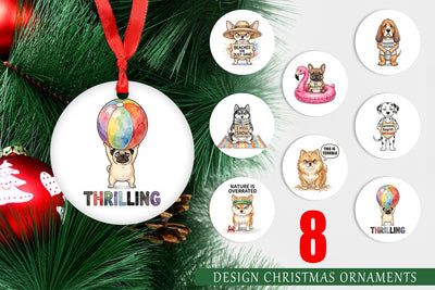 Ornament Grumpy Beach Dog Sarcastic Watercolor Sublimation artnoy 