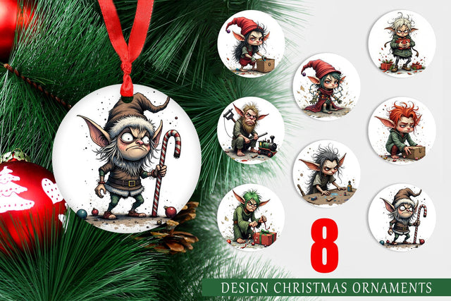 Ornament Grumpy Elf Workshop Sublimation artnoy 