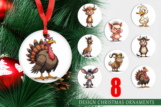 Ornament Grumpy Farm Animals Sublimation artnoy 