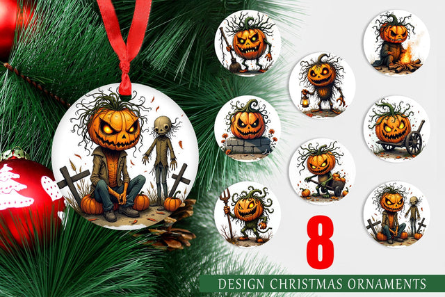 Ornament Grumpy Jack o Lantern Sublimation artnoy 