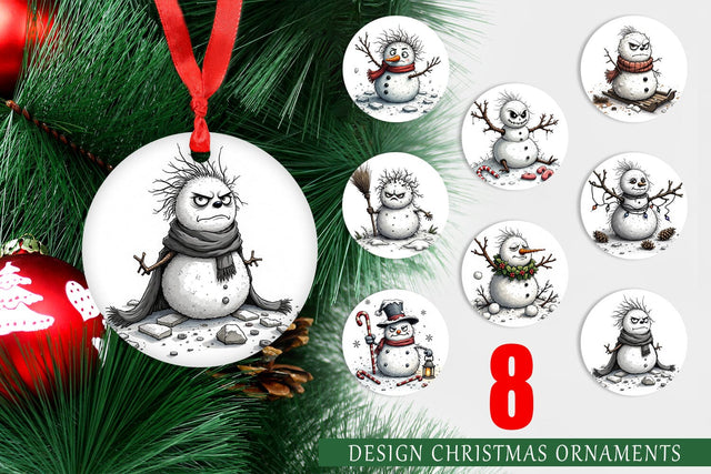 Ornament Grumpy Snowman Sublimation artnoy 
