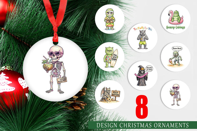 Ornament Grumpy Summerween Monster Watercolor Sublimation artnoy 